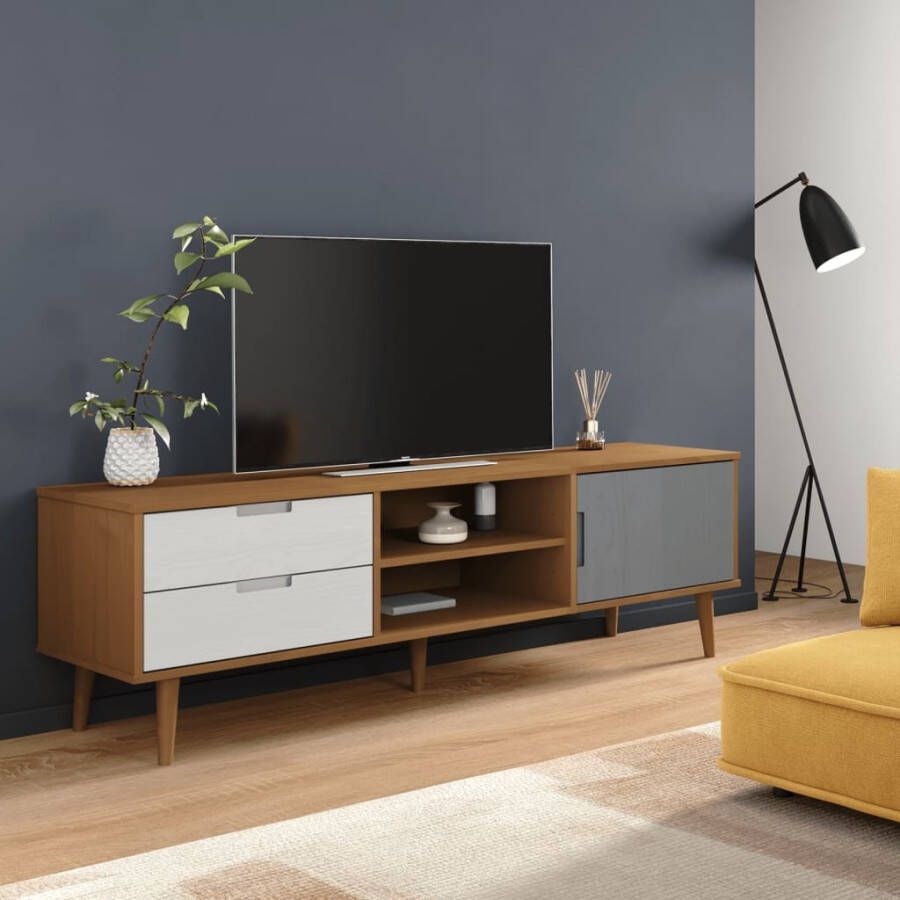 VidaXL Tv-meubel MOLDE 158x40x49 cm massief grenenhout bruin