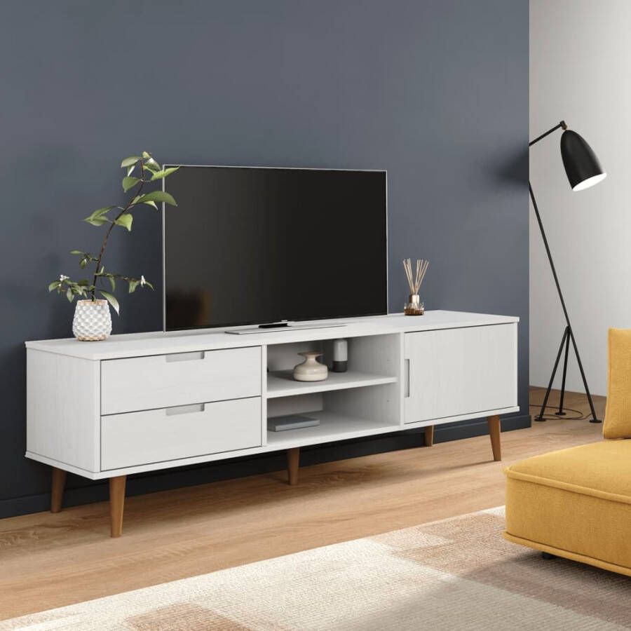 VidaXL Tv-meubel MOLDE 158x40x49 cm massief grenenhout wit