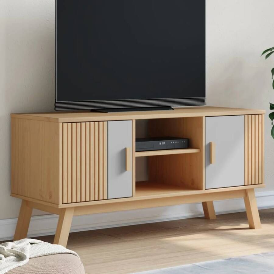VidaXL Tv-meubel OLDEN 114x43x57 cm grenenhout grijs en bruin