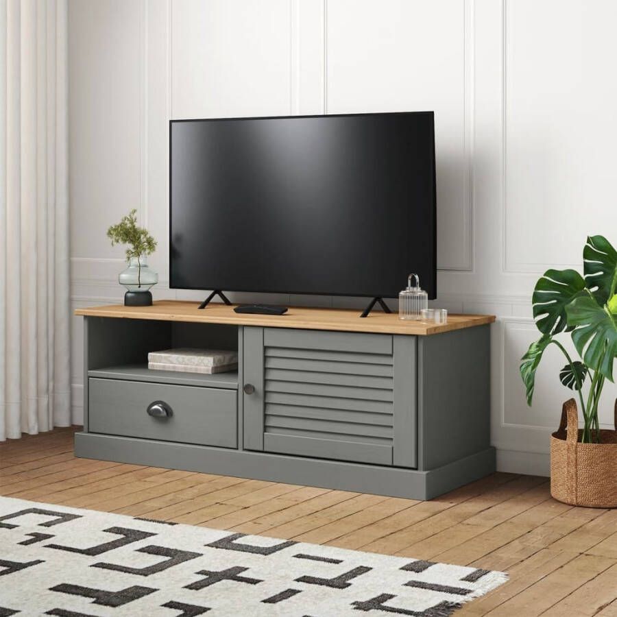 VidaXL Tv-meubel VIGO 106x40x40 cm massief grenenhout grijs