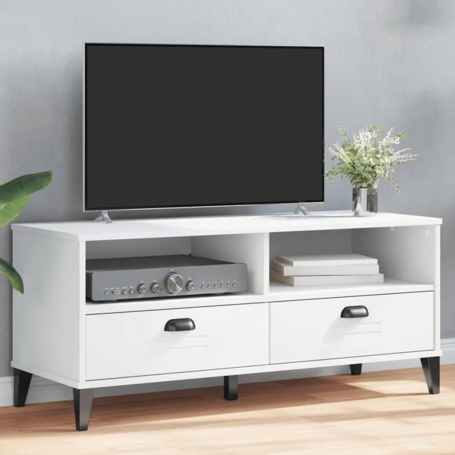 VidaXL Tv-meubel VIKEN massief grenenhout wit