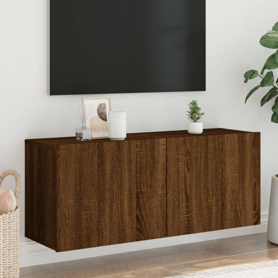 VidaXL Tv-meubel wandgemonteerd 100x30x41 cm bruin eikenkleur