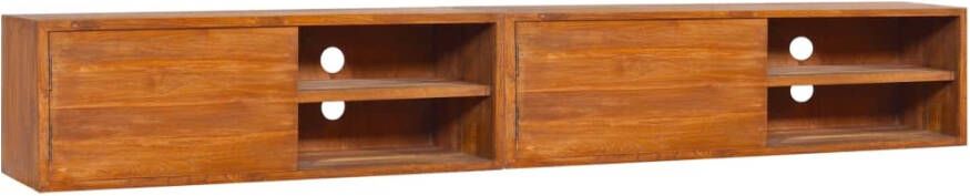 VidaXL Tv-meubel wandmontage 180x30x30 cm massief teakhout