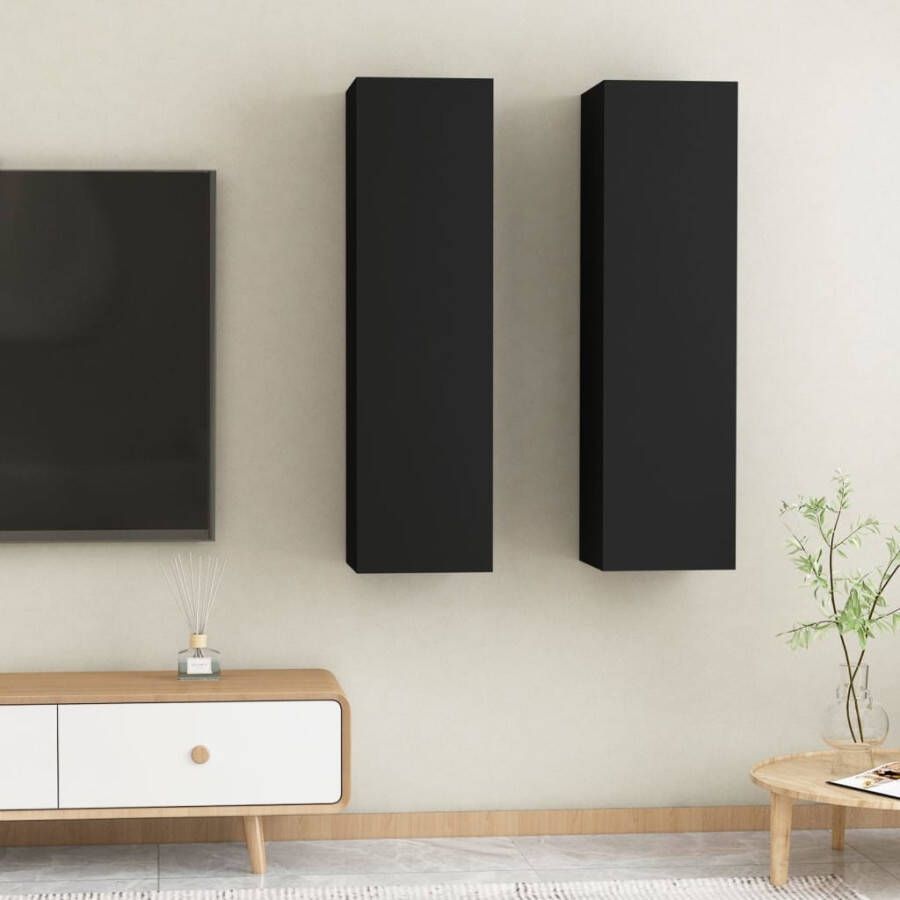 vidaXL Tv-meubelen 2 st 30 5x30x110 cm spaanplaat zwart