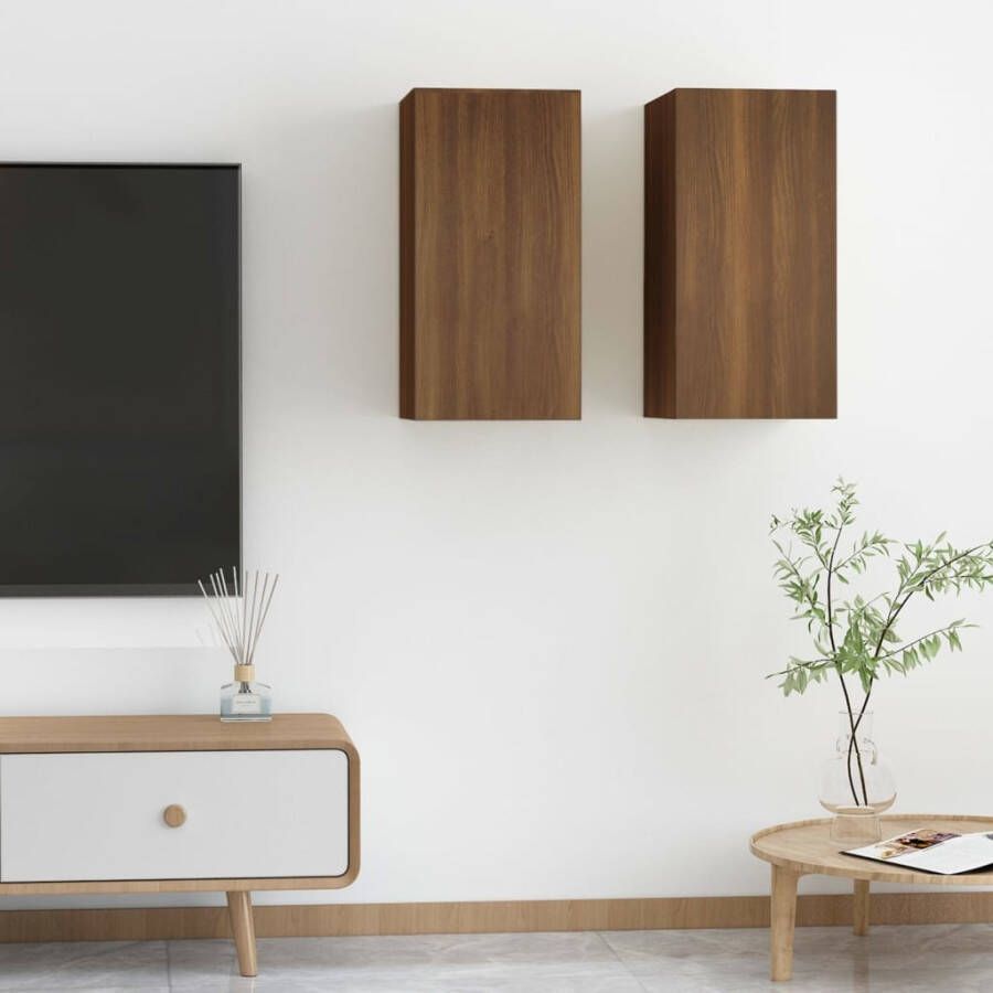VidaXL Tv-meubelen 2 st 30 5x30x60 cm bewerkt hout bruineikenkleurig
