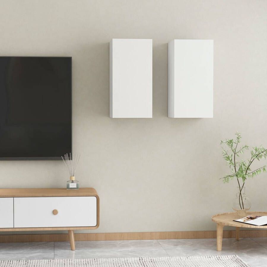 VidaXL Tv-meubelen 2 st 30 5x30x60 cm bewerkt hout wit