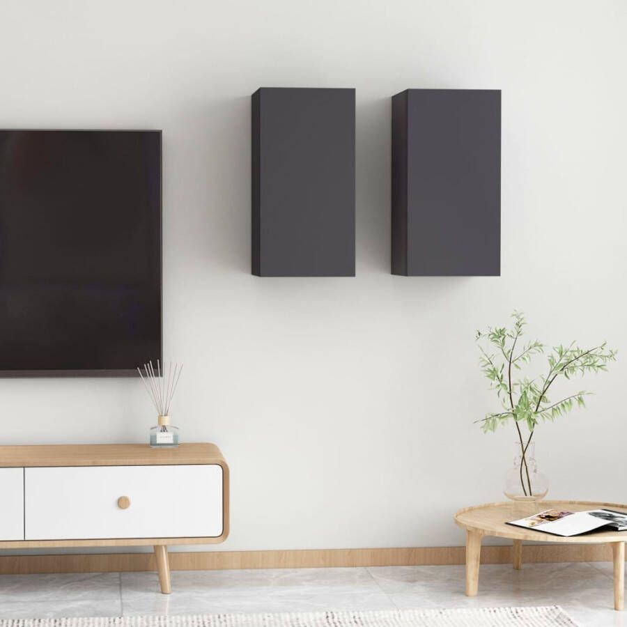 VidaXL Tv-meubels 2 st 30 5x30x60 cm bewerkt hout grijs