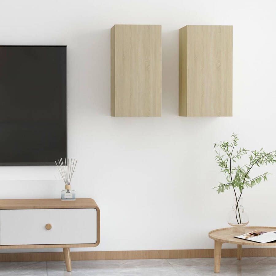 VidaXL Tv-meubels 2 st 30 5x30x60 cm bewerkt hout sonoma eikenkleurig