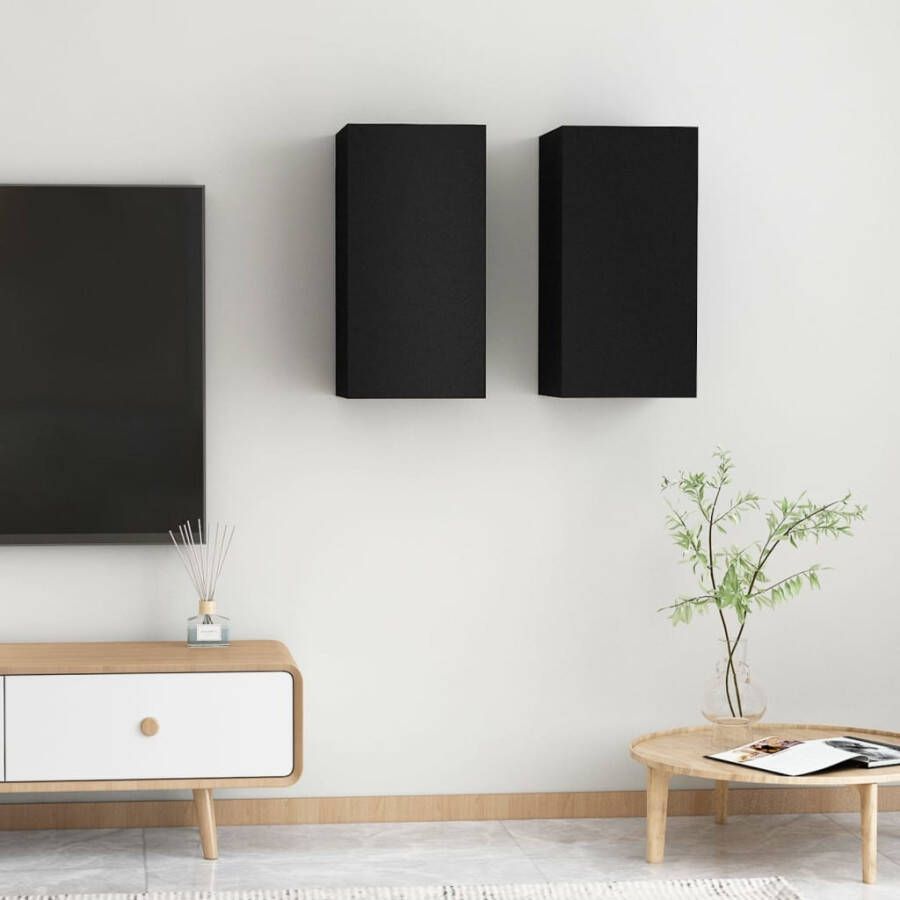 VidaXL Tv-meubels 2 st 30 5x30x60 cm bewerkt hout zwart
