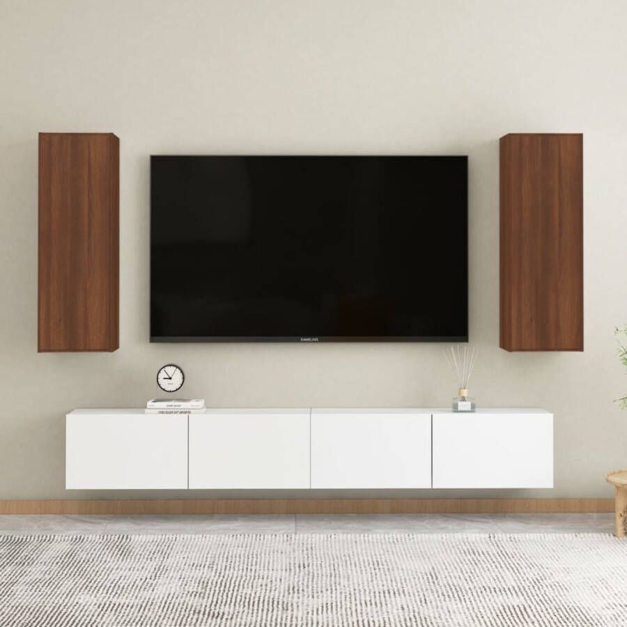 VidaXL Tv-meubelen 2 st 30 5x30x90 cm bewerkt hout bruineikenkleurig