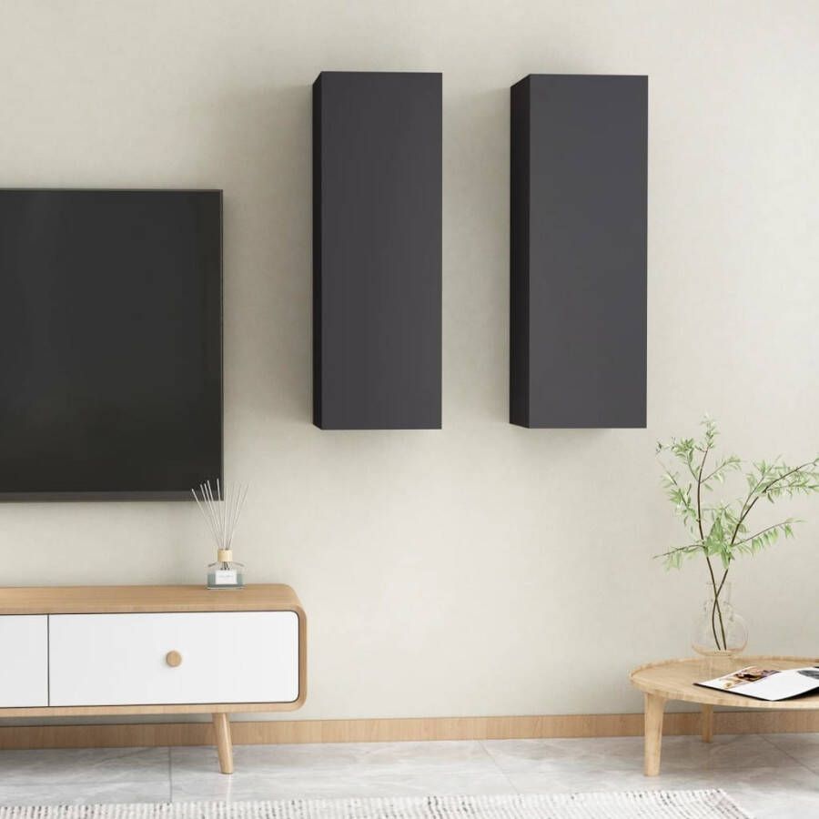 VidaXL Tv-meubels 2 st 30 5x30x90 cm bewerkt hout grijs