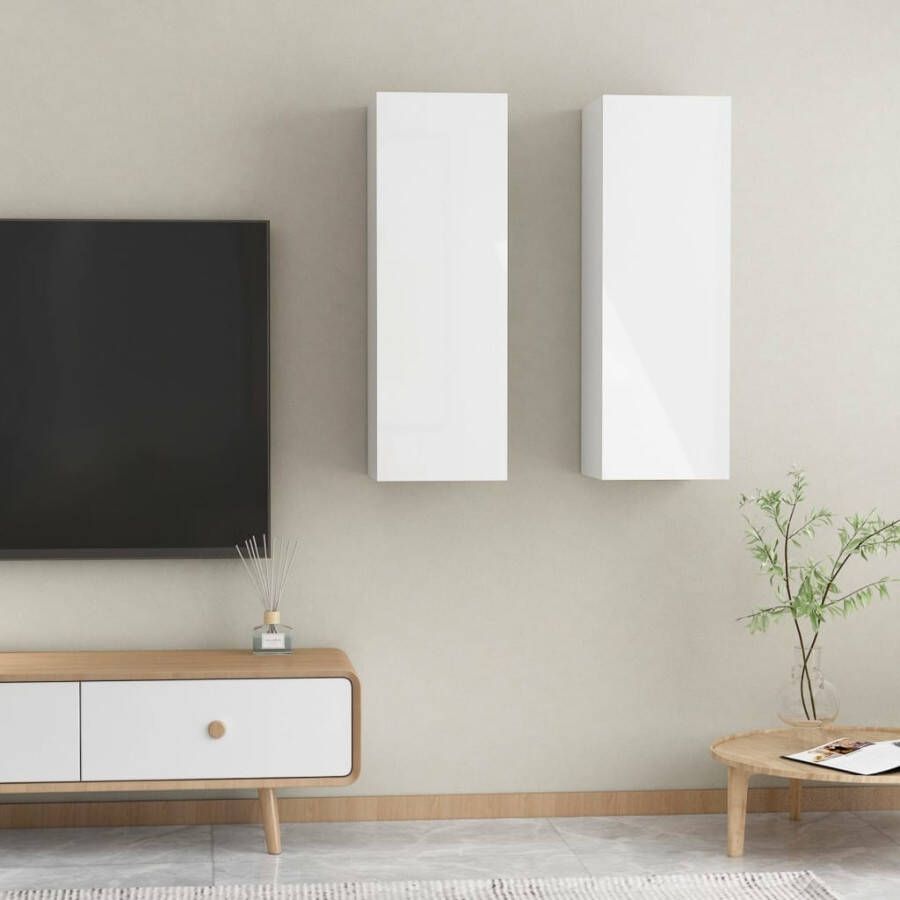 VidaXL Tv-meubels 2 st 30 5x30x90 cm bewerkt hout hoogglans wit