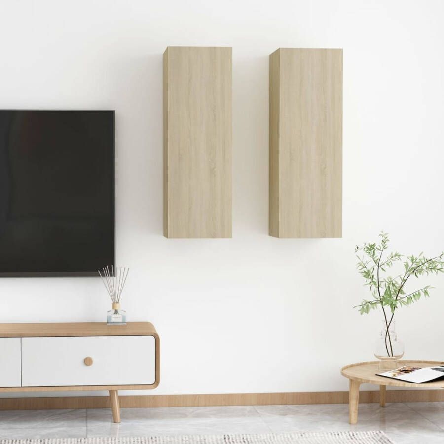VidaXL Tv-meubels 2 st 30 5x30x90 cm bewerkt hout sonoma eikenkleurig