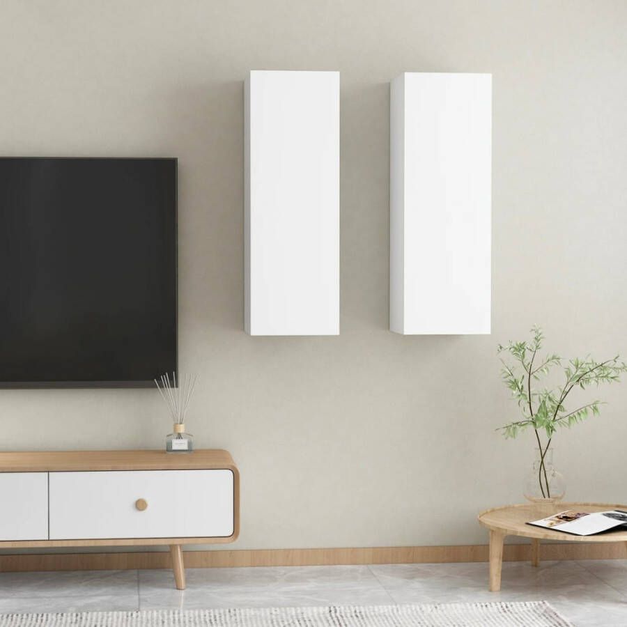 VidaXL Tv-meubels 2 st 30 5x30x90 cm bewerkt hout wit
