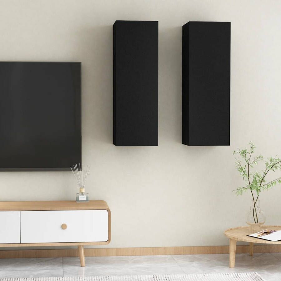 VidaXL Tv-meubelen 2 st 30 5x30x90 cm spaanplaat zwart