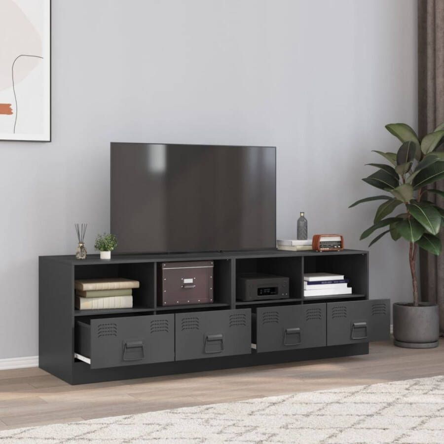 VidaXL Tv-meubelen 2 st 67x39x44 cm staal antracietkleurig