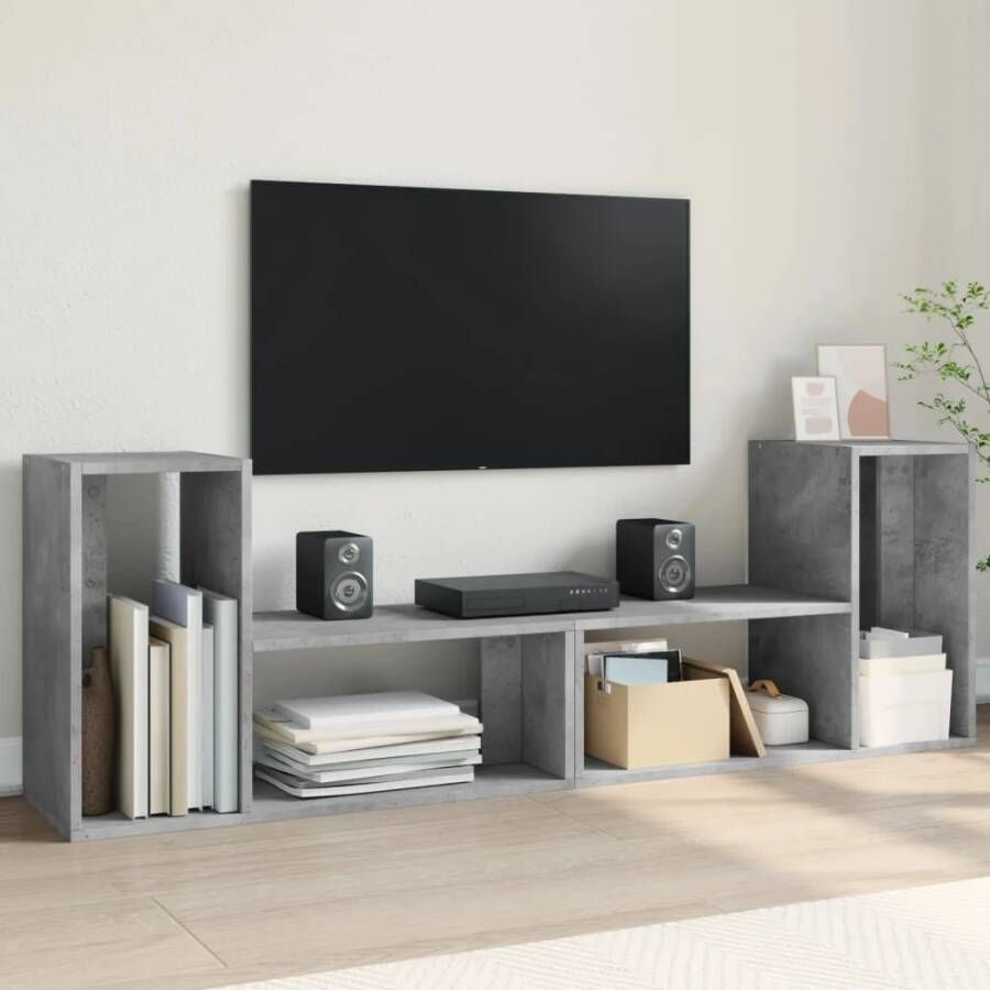 VidaXL Tv-meubelen 2 st 75x30x50 cm bewerkt hout betongrijs