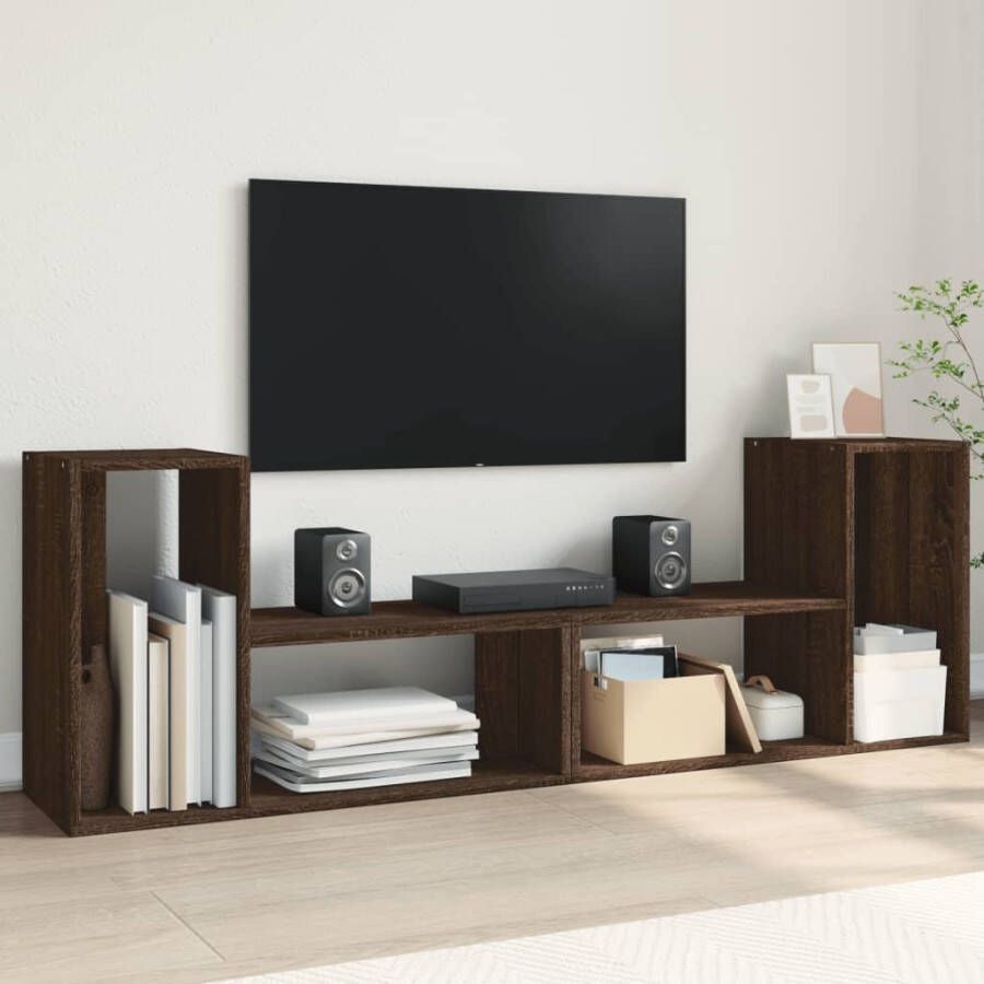 VidaXL Tv-meubelen 2 st 75x30x50 cm bewerkt hout bruin eikenkleurig