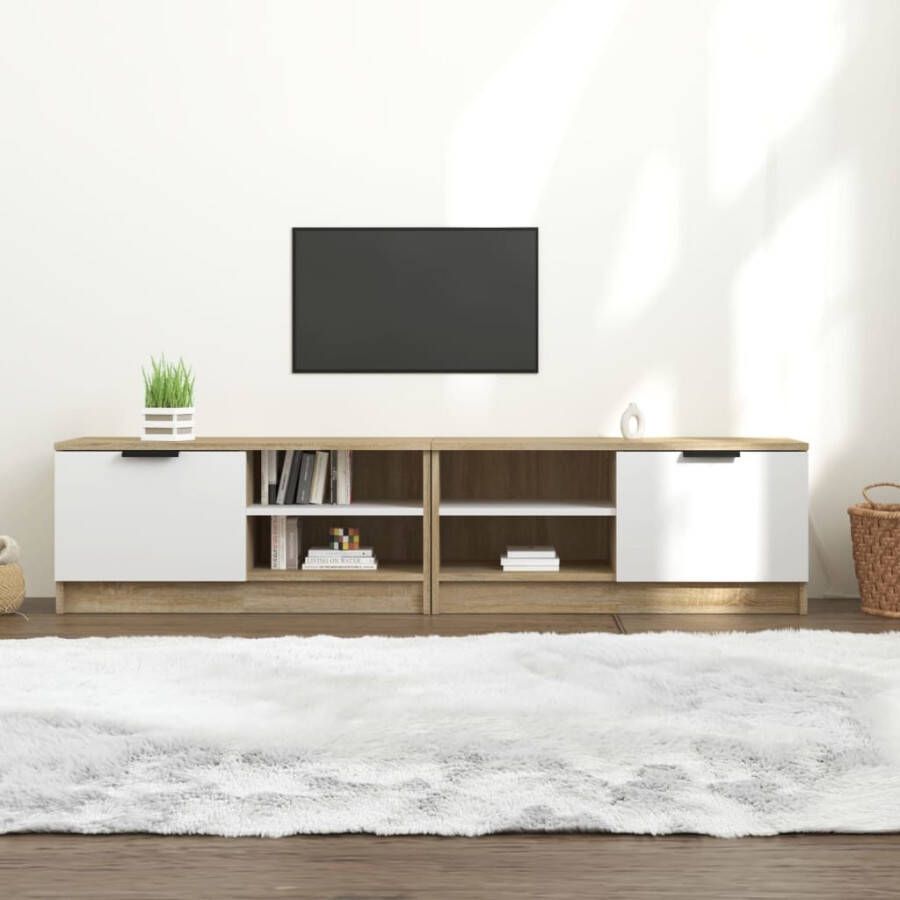 VidaXL Tv-meubelen 2 st 80x35x36 5 cm bewerkt hout wit en sonoma eiken