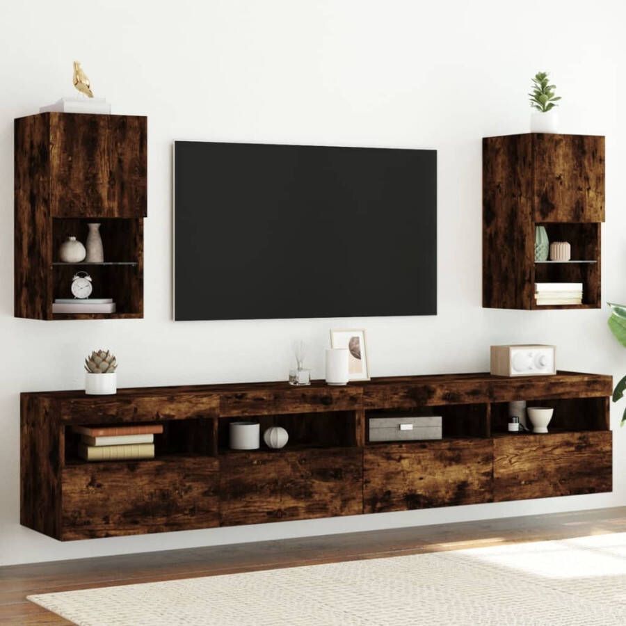 VidaXL Tv-meubelen 2 st LED-verlichting 30 5x30x60 cm gerookt eiken