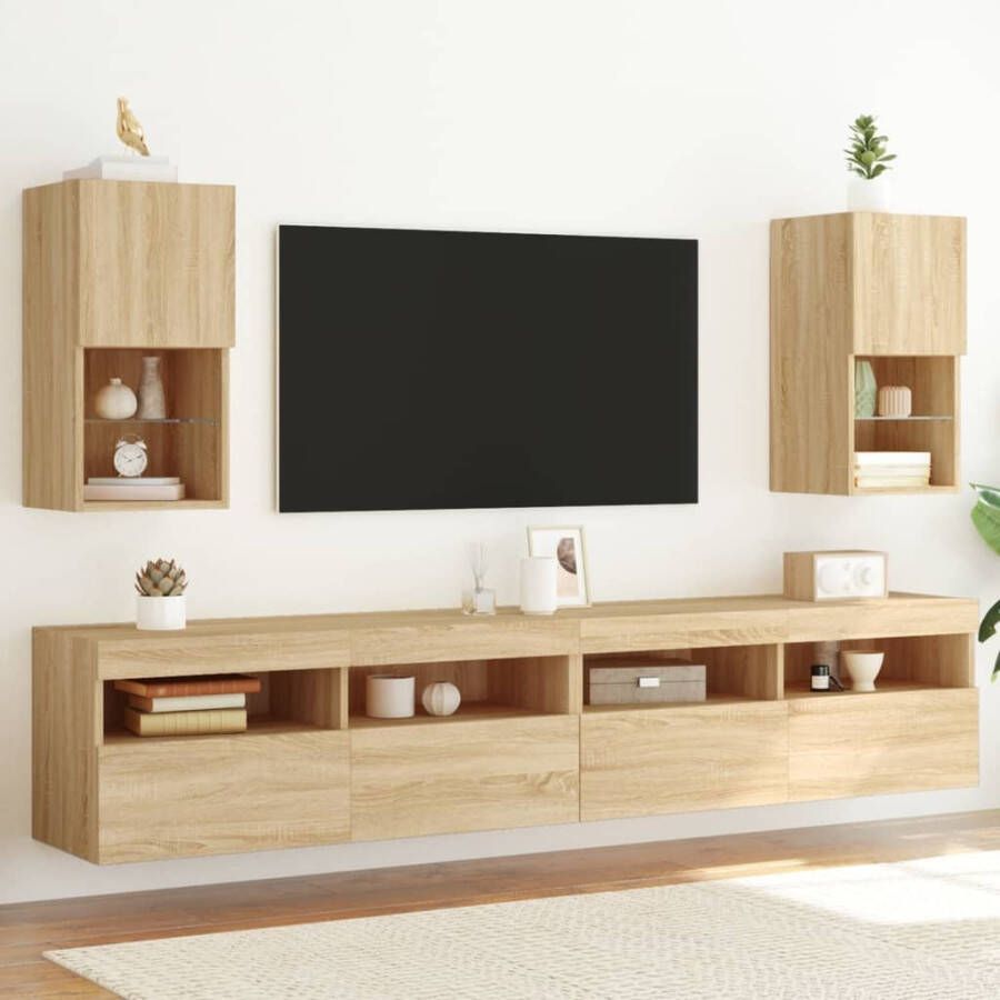 VidaXL Tv-meubelen 2 st LED-verlichting 30 5x30x60 cm sonoma eiken