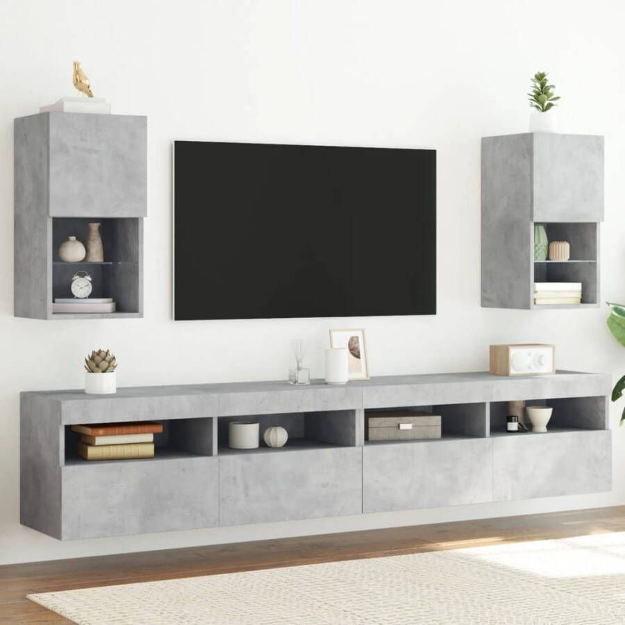 VidaXL Tv-meubelen 2 st met LED-verlichting 30 5x30x60 cm betongrijs