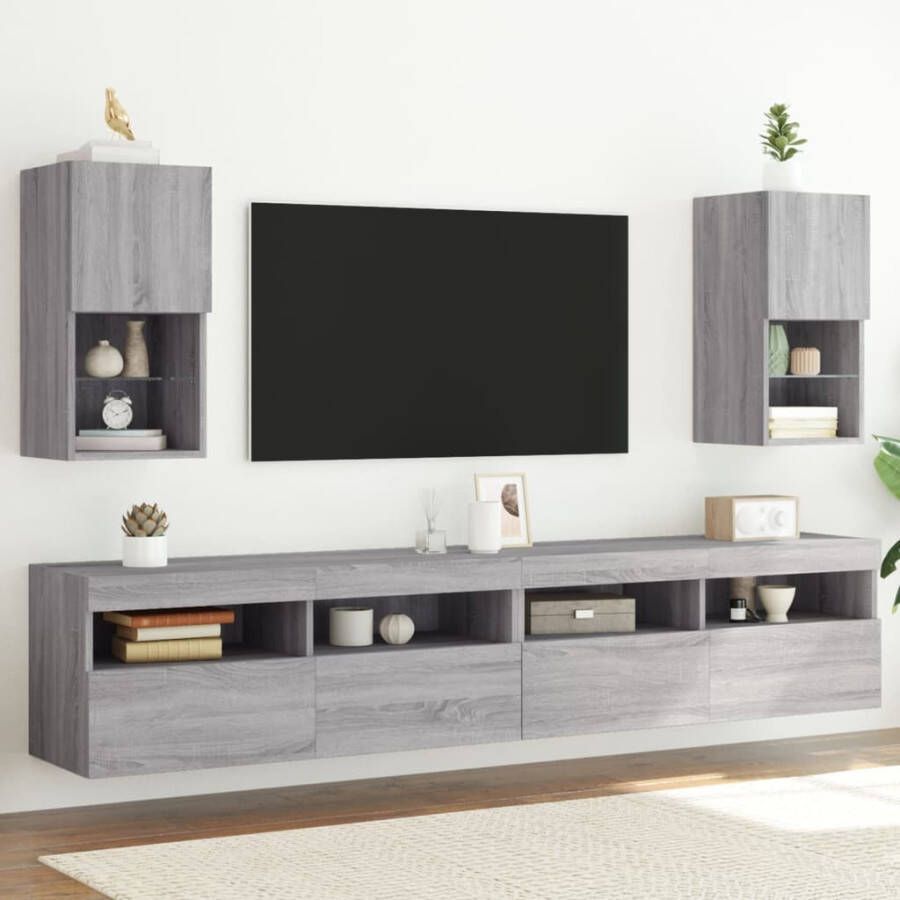 VidaXL Tv-meubelen 2 st met LED-verlichting 30 5x30x60 cm grijs sonoma
