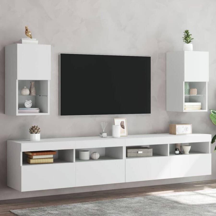 VidaXL Tv-meubelen 2 st met LED-verlichting 30 5x30x60 cm wit