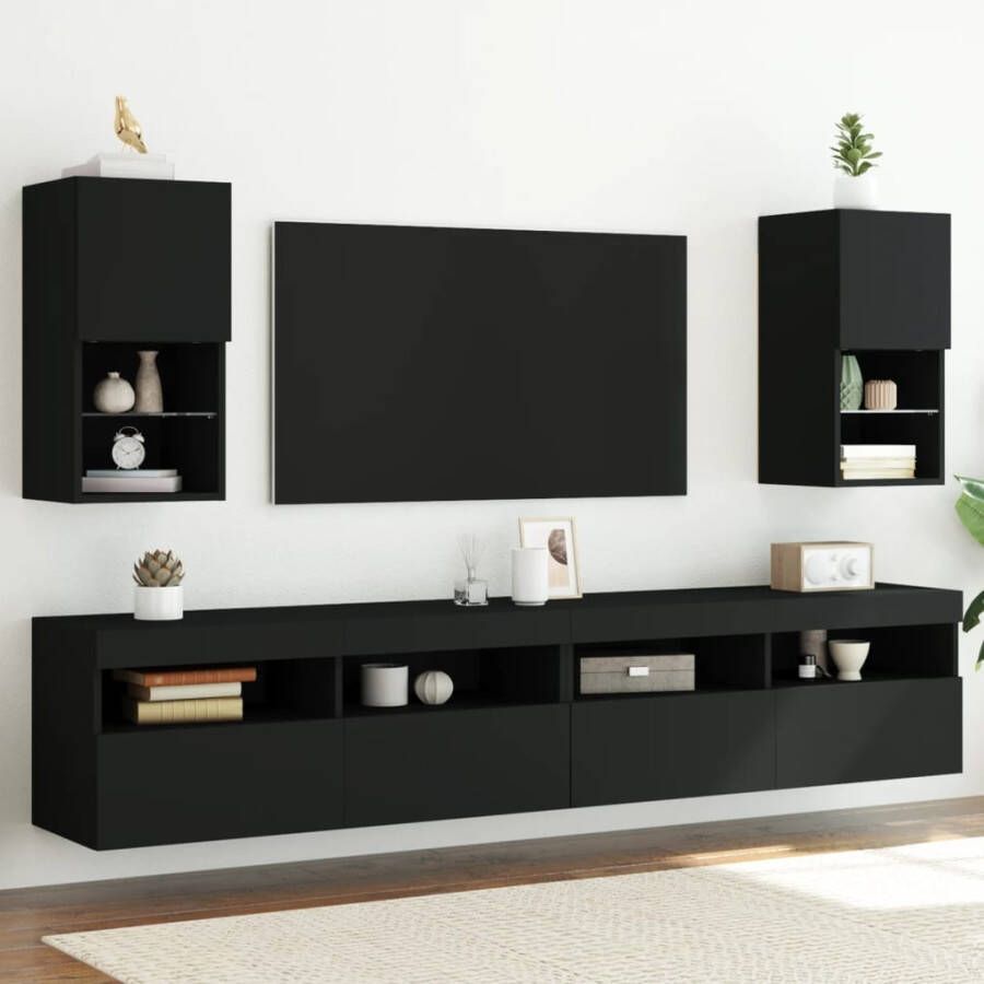 VidaXL Tv-meubelen 2 st met LED-verlichting 30 5x30x60 cm zwart