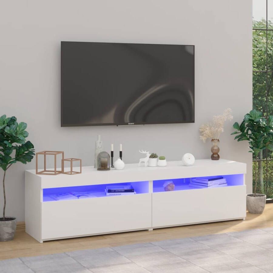 VidaXL Tv-meubelen 2 st met LED-verlichting 75x35x40 cm hoogglans wit