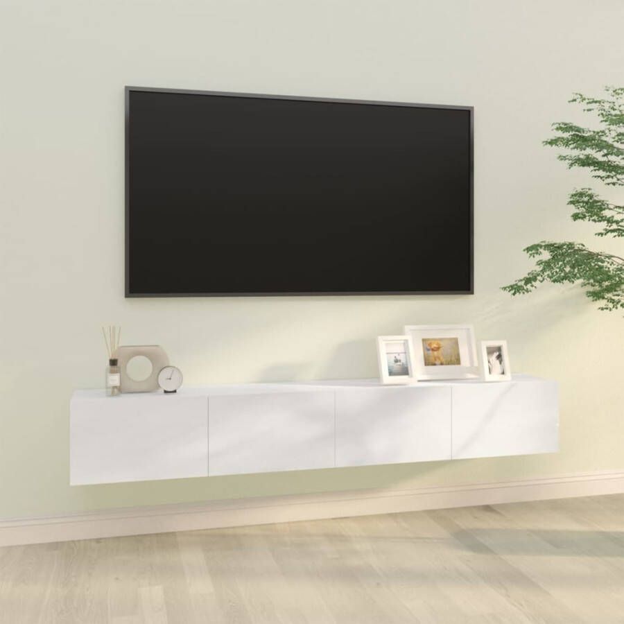 VidaXL Tv-meubelen 2 st wandgemonteerd 100x30x30 cm hout hoogglans wit