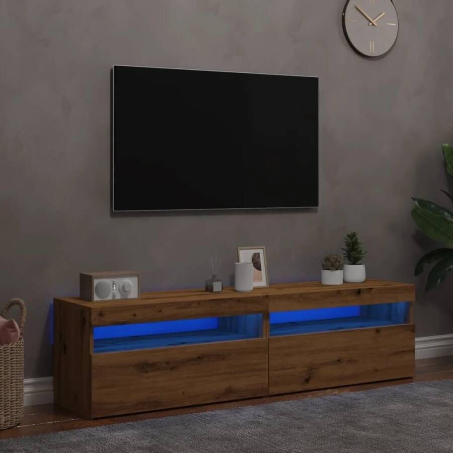 VidaXL Tv-meubels met LED 2 st bewerkt hout artisanaal eiken