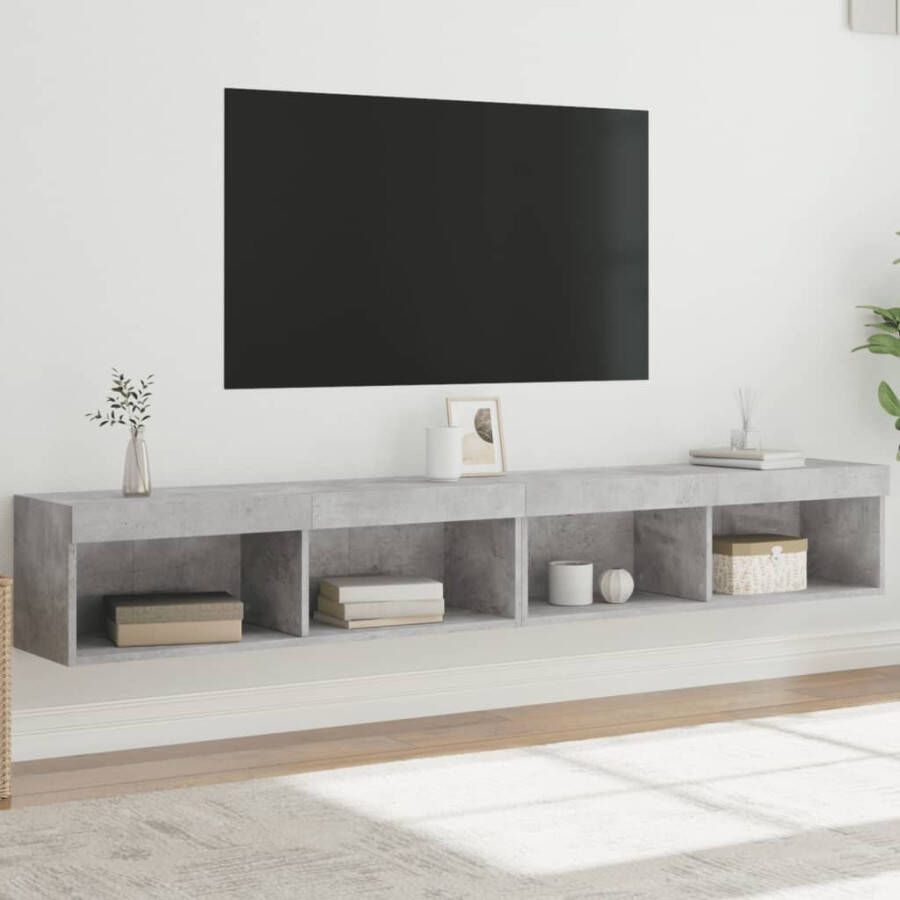 VidaXL Tv-meubels met LED-verlichting 2 st 100x30x30 cm betongrijs