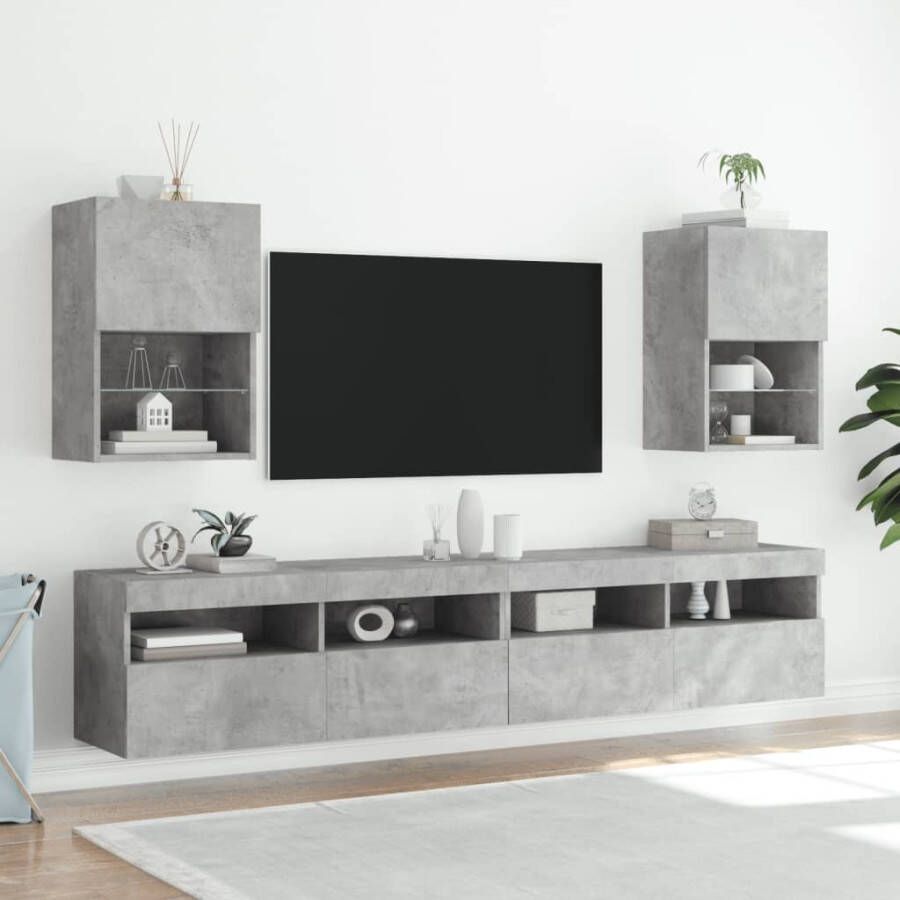 VidaXL Tv-meubels met LED-verlichting 2 st 40 5x30x60 cm betongrijs