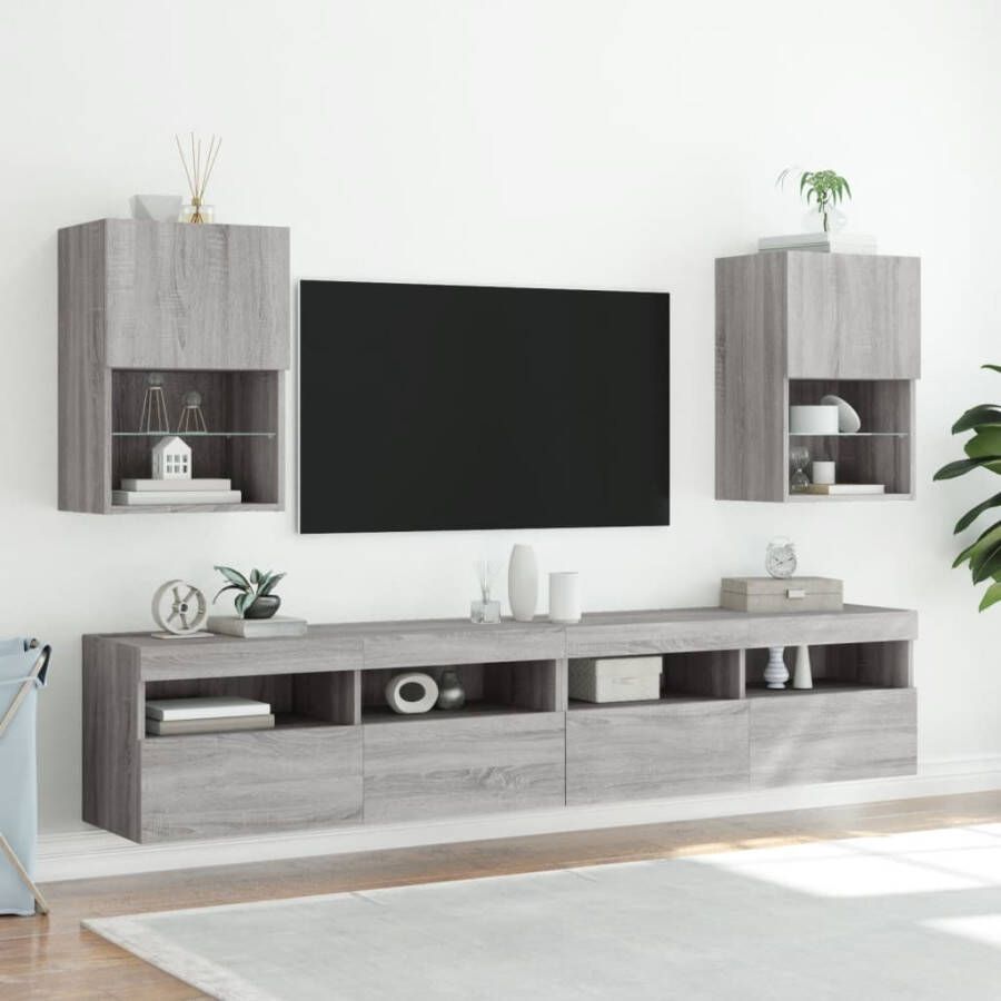 VidaXL Tv-meubels met LED-verlichting 2 st 40 5x30x60 cm grijs sonoma