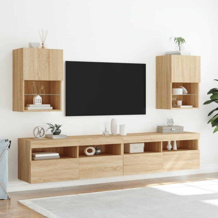 VidaXL Tv-meubels met LED-verlichting 2 st 40 5x30x60 cm sonoma eiken