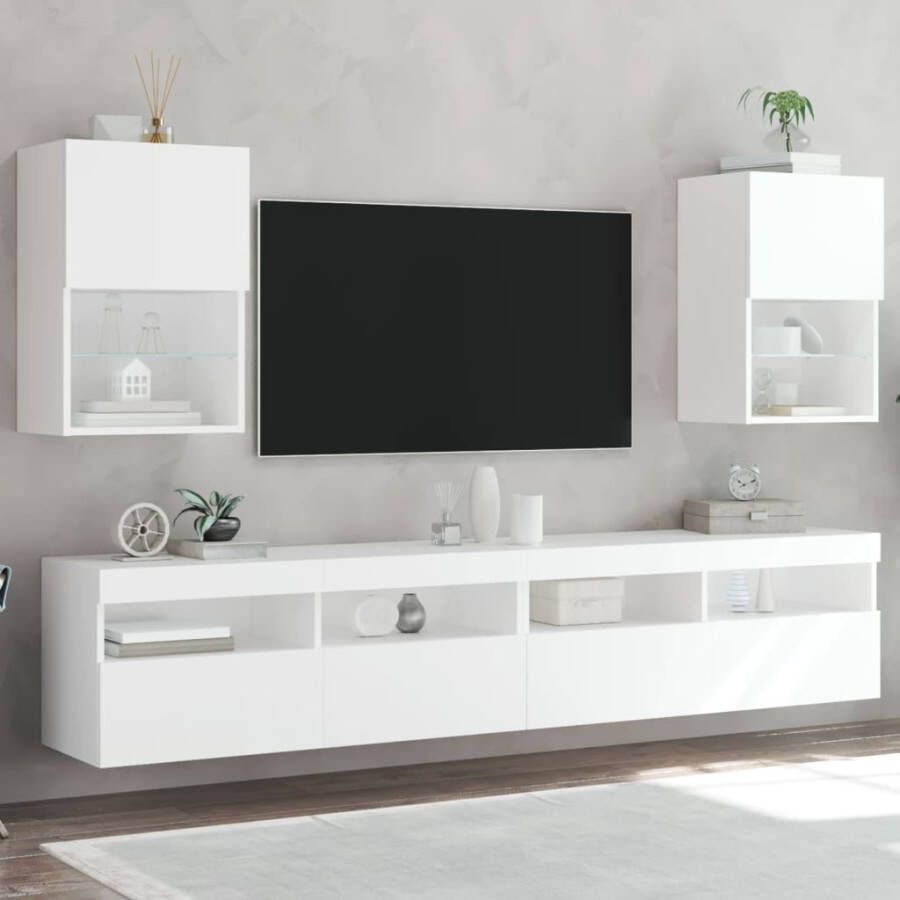 VidaXL Tv-meubels met LED-verlichting 2 st 40 5x30x60 cm wit