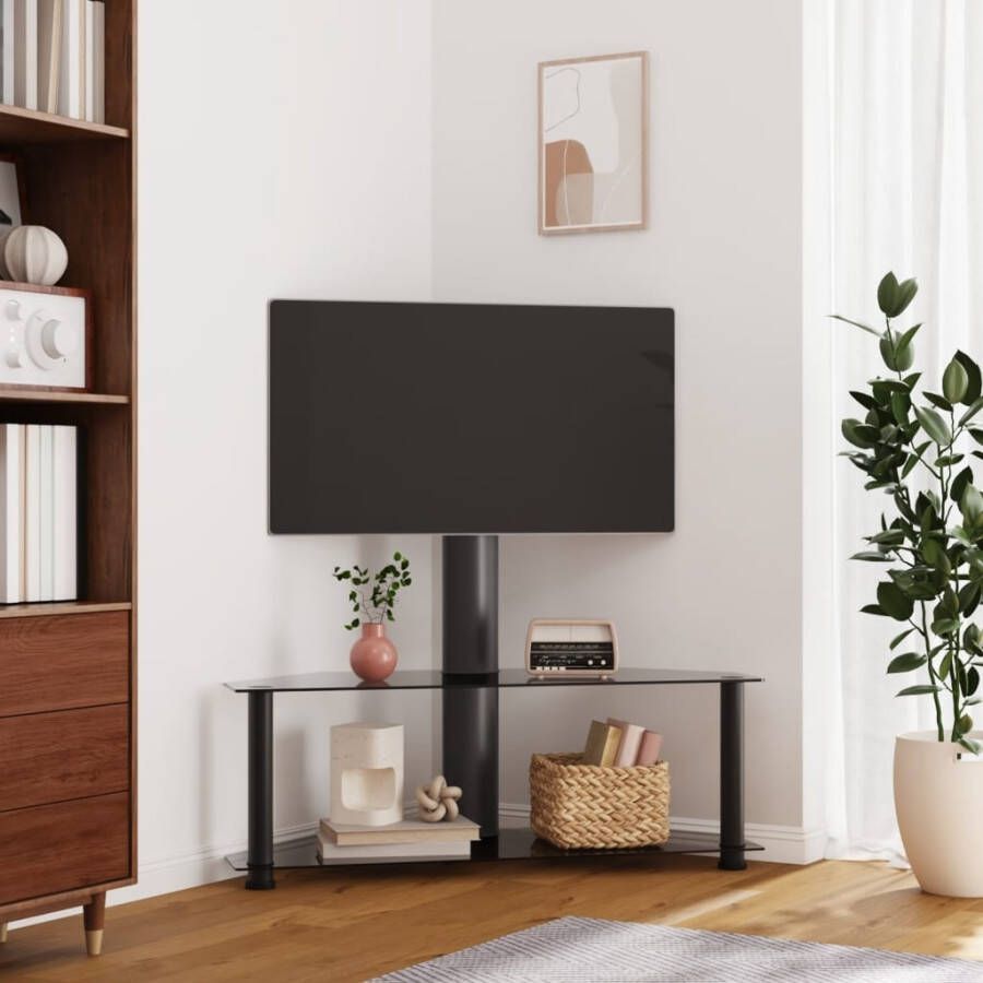 VidaXL Tv-standaard hoek 2-laags voor 32-70 inch zwart