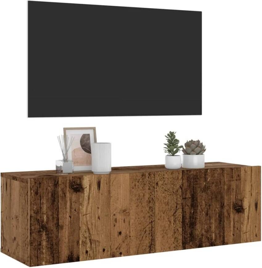 VidaXL Tv-wandmeubel 100x30x30 cm bewerkt hout oud houtkleurig