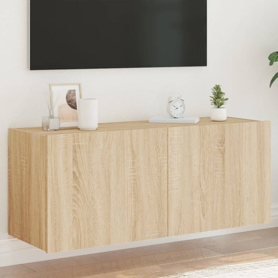 VidaXL Tv-wandmeubel met LED-verlichting 100x35x41 cm sonoma eiken