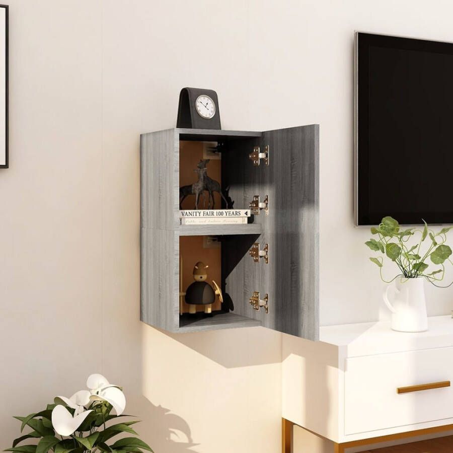 vidaXL Tv-wandmeubelen 2 st 30 5x30x30 cm grijs sonoma eikenkleurig