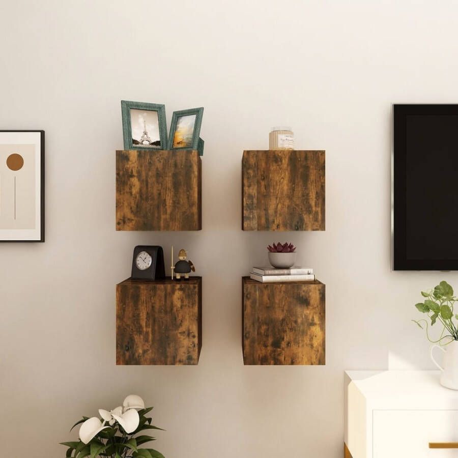 VidaXL Tv-wandmeubelen 4 st 30 5x30x30 cm gerookt eikenkleurig - Foto 2