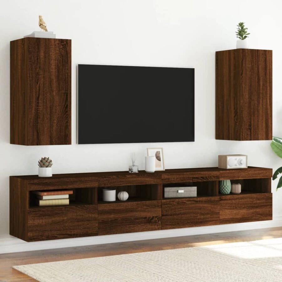 VidaXL Tv-wandmeubelen met LED 2 st 30 5x35x70 cm bruin eikenkleur