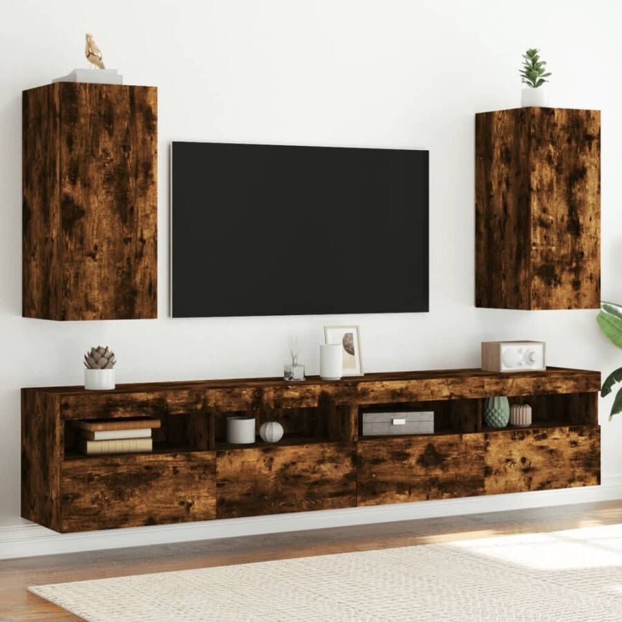 VidaXL Tv-wandmeubelen met LED 2 st 30 5x35x70 cm gerookt eikenkleurig