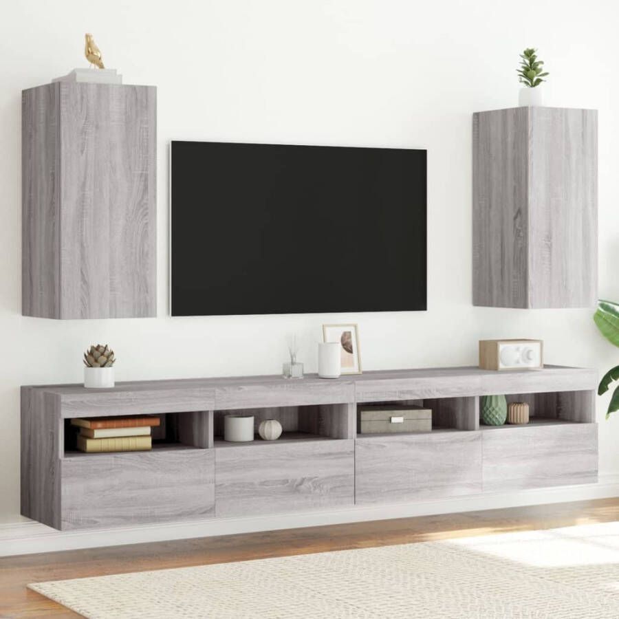 VidaXL Tv-wandmeubelen met LED 2 st 30 5x35x70 cm grijs sonoma eiken