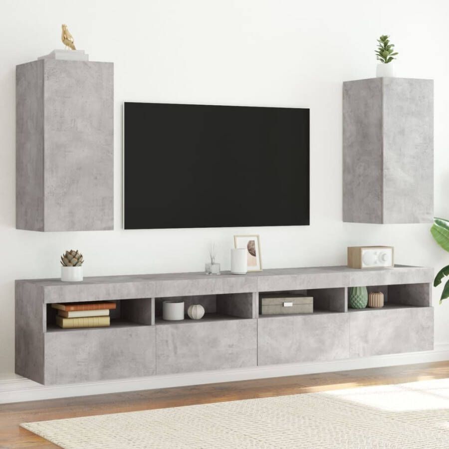 VidaXL Tv-wandmeubels met LED 2 st 30 5x35x70 cm betongrijs