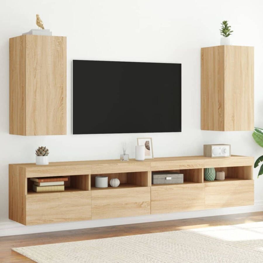 VidaXL Tv-wandmeubels met LED 2 st 30 5x35x70 cm sonoma eikenkleurig