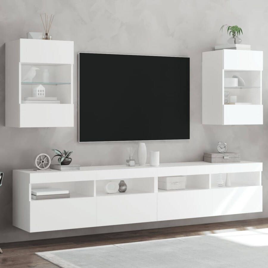 VidaXL Tv-wandmeubels met LED-verlichting 2 st 40x30x60 5 cm wit