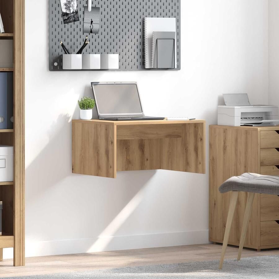 VidaXL Aan de muur bevestigd bureau Artisan Eiken 60 x 45 x 30 cm
