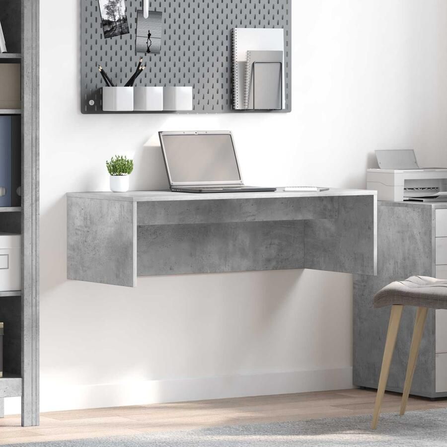 VidaXL Aan de muur bevestigd bureau Beton Grijs 100 x 45 x 30 cm